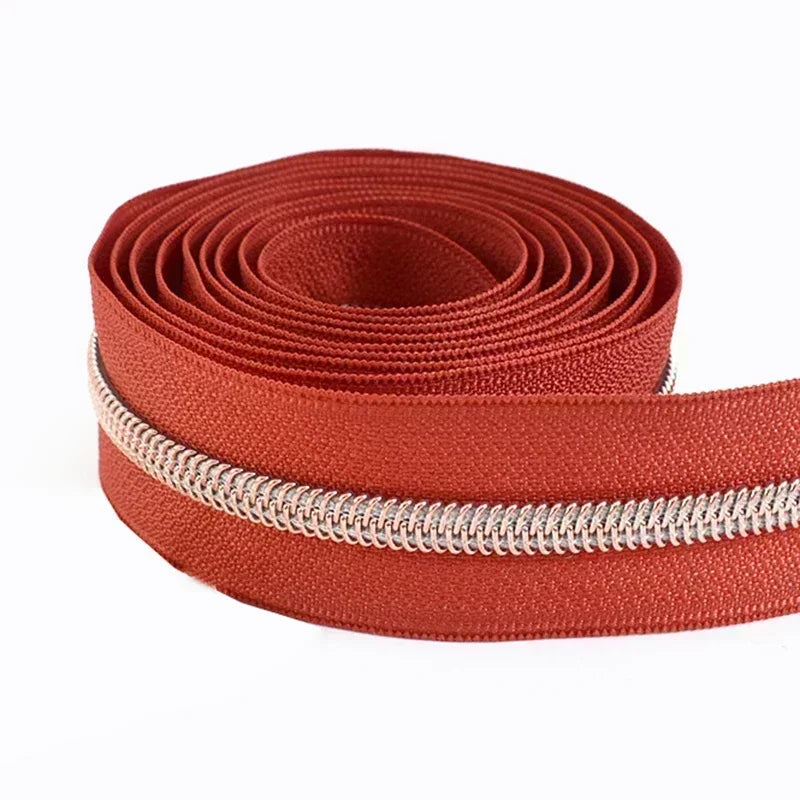 8/300Meters 5# Nylon Zippers Colorful Tooth Coil Zipper for Garment Bags Zip Tape Repair Kit DIY Clothes Tailor Sewing Accessory