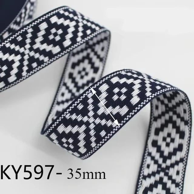 5/180Meters 30/38mm Jacquard Webbing Tapes Ethnic Lace Ribbons For Bag Strap Sewing Tape Bias Binding DIY Garment Accessories