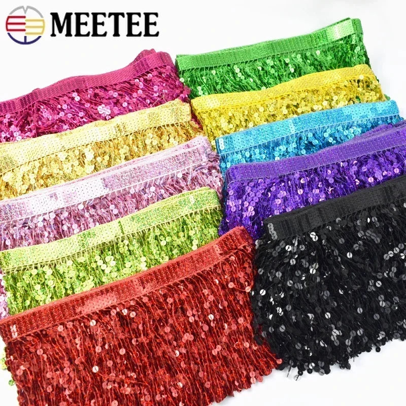 3/120Meters 16cm Sequin Tassel Lace for Sewing Clothes Wedding Dress Fringe Ribbon Curtain Decorative DIY Garment Accessories