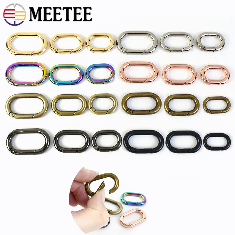 15/500Pcs Oval Spring O Ring Openable Trigger Clasp Clip Bag Strap Buckle Connect Keyring Pendant Keychain Snap Hook Carabiner
