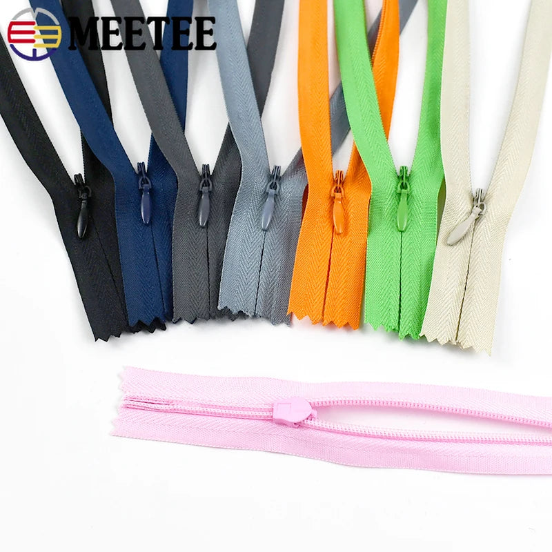 30/500Pcs 18-70cm 3# Invisible Nylon Zippers Tapes Closed End Zips for Clothings Bags Pillow Coil Zipper Handmade Sewing Accessories