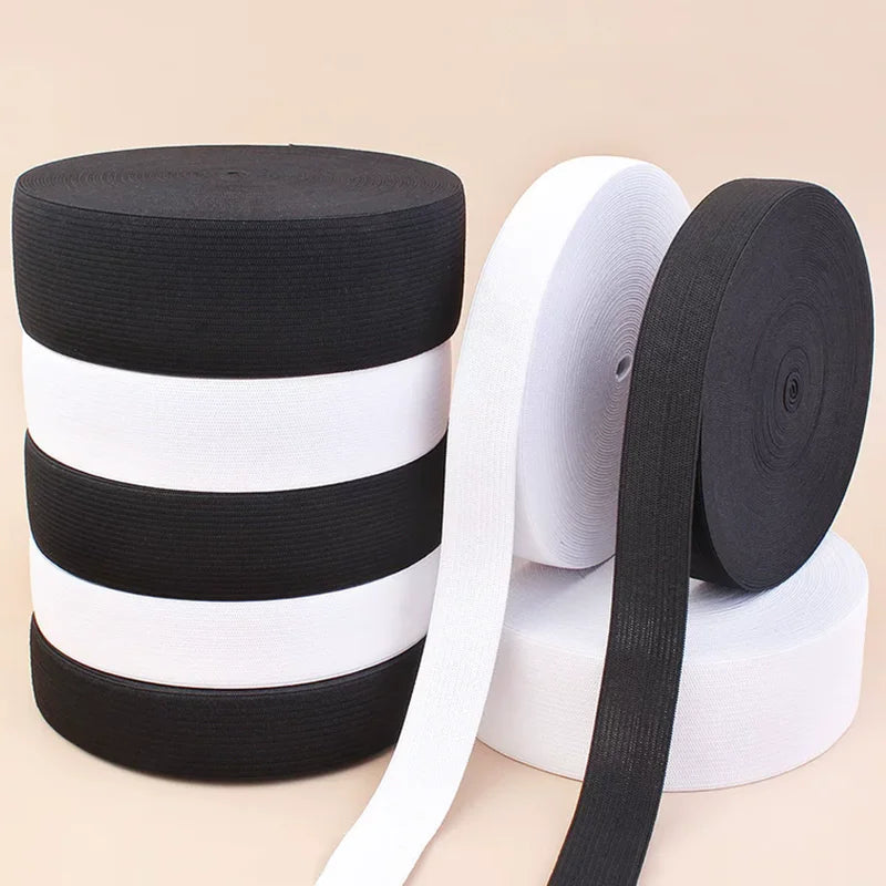 30/1000M Black White Sewing Elastic Band 3mm-50mm Garment Trousers Belt Rubber Bands Mask Strap Stretch Tape HairBand Bungee Cord