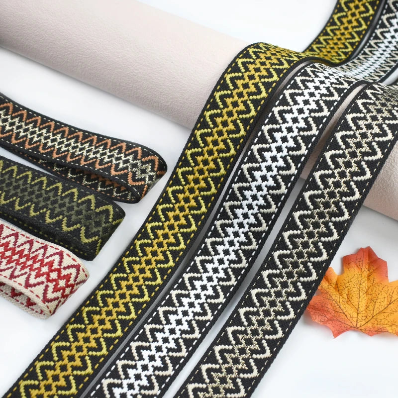 3/100Meters Jacquard Ribbon Band 38mm 1.7mm Thick Ethnic Webbing Tapes Bag Strap Repair Bias Binding DIY Garment Sewing Supplies