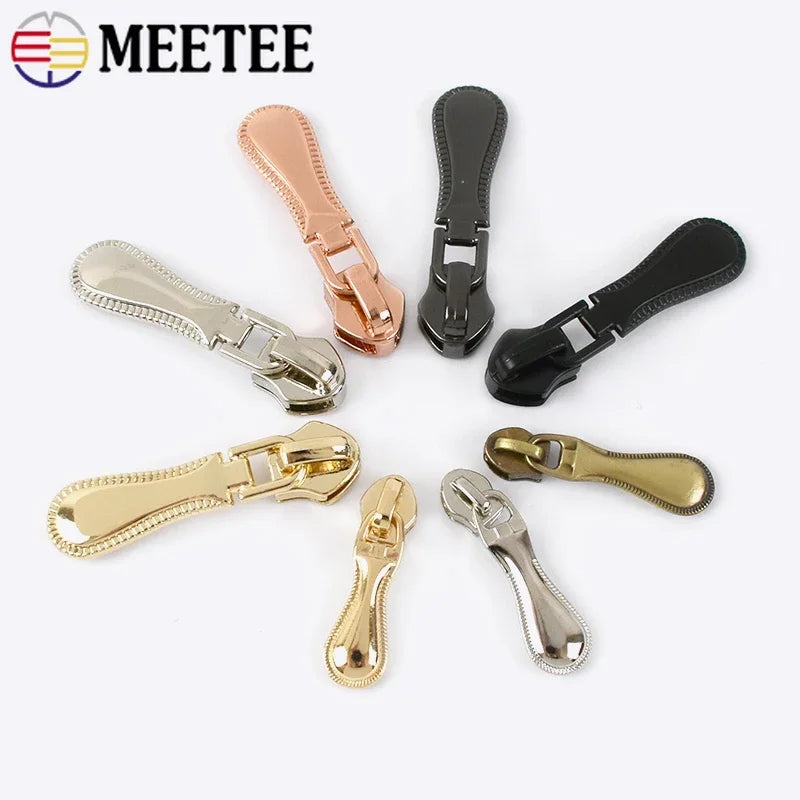 3/1000pcs Meetee 3# 5# Metal Zipper Sliders for Nylon Zippers Bag Garment Zip Head Pulls Repair Kits DIY Sewing Hardware Accessories