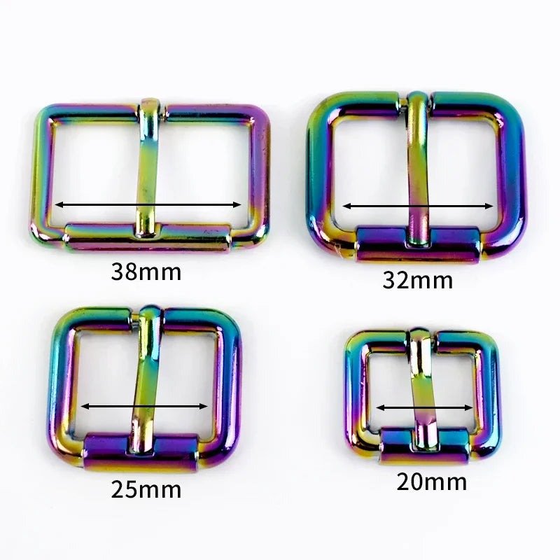 8/300Pcs 20/25/32/38mm Metal Buckles Rainbow D Rings for Bag Belt Strap Adjust Tri-Glides Sliders Buckle DIY Hardware Accessories