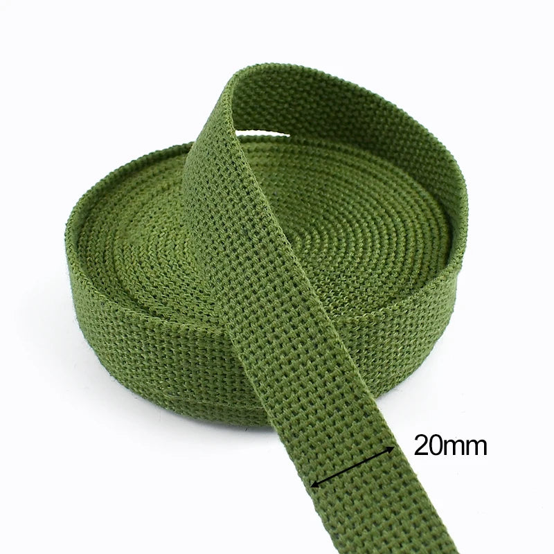 5/150Yards 15-50mm ArmyGreen Cotton Webbing 1.8mm Thick Canvas Ribbon for Sewing Bias Tape Backpacks Strap Seat Belt Band Kits