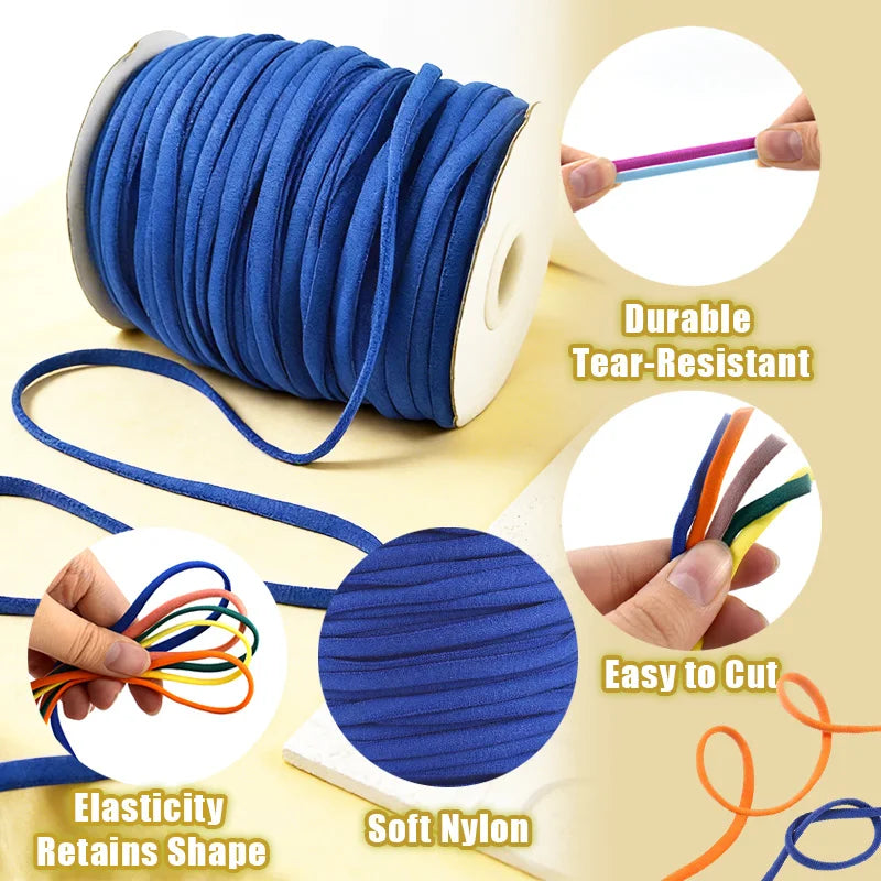 20/600M 3/5mm Elastic Rope Garment Round Rubber Ribbons Invisible Bra Loom Bands Hat Elasticity Ear Ropes Hairband Bungee Cord