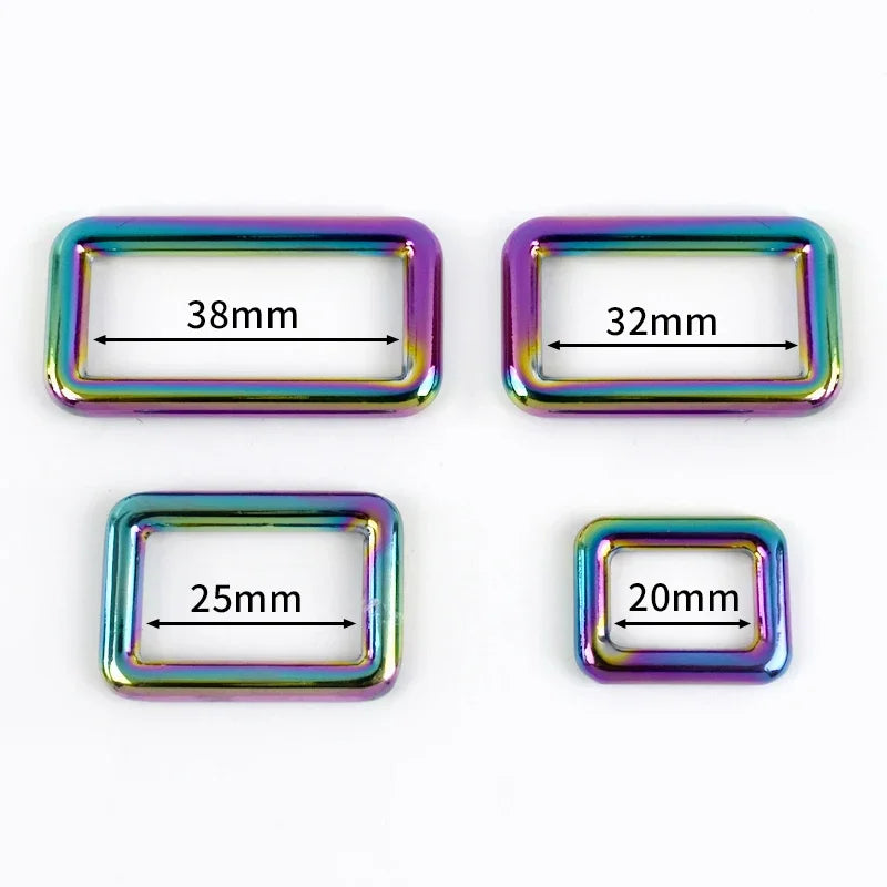 8/300Pcs 20/25/32/38mm Metal Buckles Rainbow D Rings for Bag Belt Strap Adjust Tri-Glides Sliders Buckle DIY Hardware Accessories