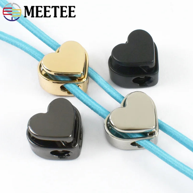 20/100Pcs 4mm Heart Metal Cord Lock Spring Snap Button Rope Stopper for Clothes Drawstring Bags Rope Adjuster Sewing Accessories