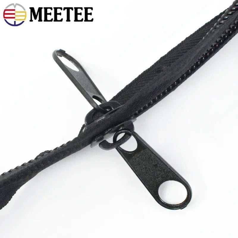 3/90Pcs Meetee 10# 80-300cm Plastic Nylon Zippers Black Open End Long Zip for Outdoor Tent DIY Tailor Sewing Craft Bag Clothes Accessory