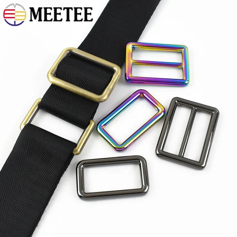 15/500Pcs 12-50mm Metal Buckles for Bag Strap Carabiner Ring Hook D Rings Adjuster Clasp Tri-Glide Slider Buckle Webbing Belt Clasps