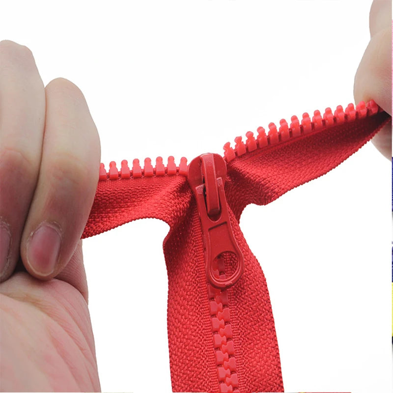 8/200Pcs 5# 80-150cm Resin Zipper Open-end Double Slider Long Zippers Down Jacket Overcoat Zipp Clothes Bags Zip Repair Sewing Accessory