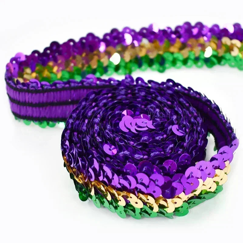 5/150M 30mm Sequins Lace Trim Stretch Ribbon Strap Laces Fabric for Craft Wedding Dress Clothes Elastic Band Sewing Accessories