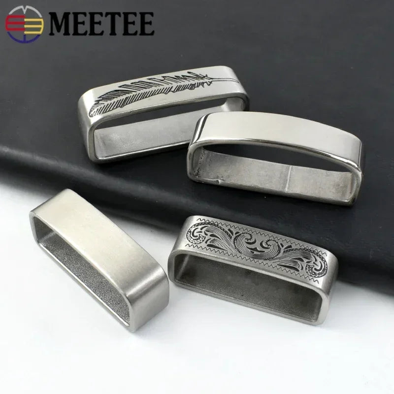 3/100Pcs 35/40mm Solid Stainless Steel Metal Ring Belt Loop Buckle Men's Keeper Jeans Clothing Accessories for 34-39mm Belts