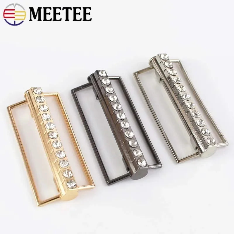 3/100Pcs Meetee 50mm Metal Alloy Belt Buckle Decor Buckles for Women's Coat Down Jacket DIY Clothing Hasp Bags Buttons Accessories