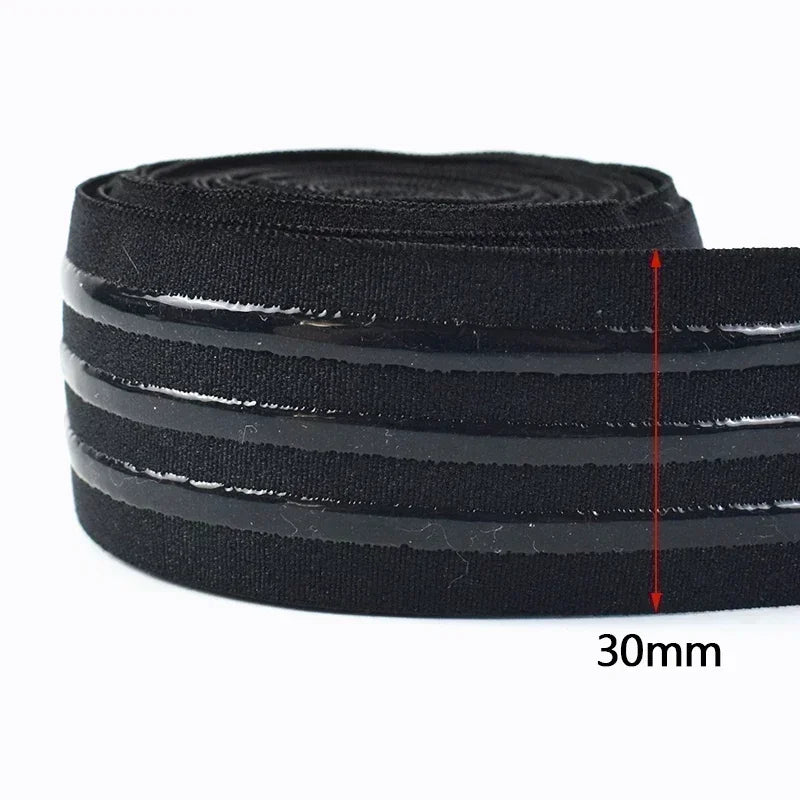 8/210M Meetee Black Silicone Elastic Bands Underwear Non-slip Rubber Tapes Waistband Belt Stretch Ribbon DIY Sewing Accessories