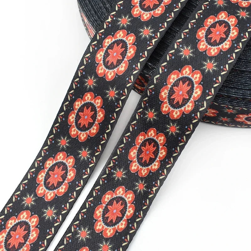 5/150Meters Meetee 38mm Jacquard Printed Webbing Ethnic Ribbon Bags Strap Tape for Sewing Garment Belt Accessories