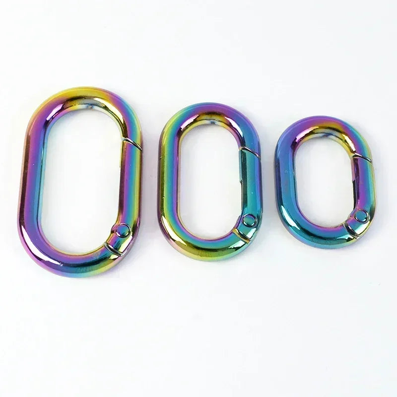 15/500Pcs Oval Spring O Ring Openable Trigger Clasp Clip Bag Strap Buckle Connect Keyring Pendant Keychain Snap Hook Carabiner