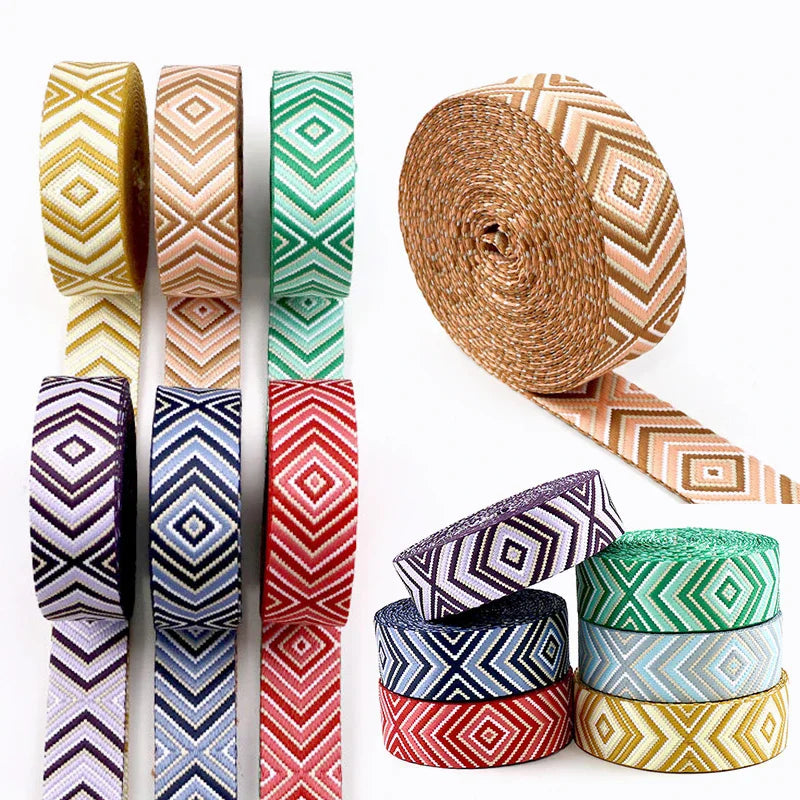 5/130Yards 38mm 2mm Thick Jacquard Webbing for Sewing Bag Canvas Ribbon Strap Backpack Decorative Lace Webbings Nylon Tapes