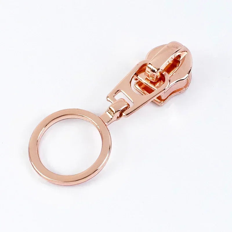 15-500Pcs 5# Rose Gold Zippers Sliders for Nylon Zip Tape Clothes Bag Sewing Zipper Replacement Puller Zips Repair Kit Accessories