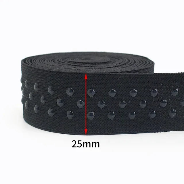 10Meters Meetee 2/5/10M 25mm Non-slip Silicone Black Elastic Band Sportswear Belt Elasticity Webbing DIY Outdoor Clothing Sewing Material