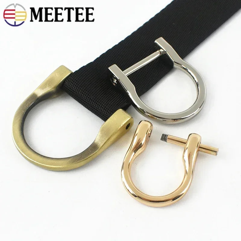 Meetee 10/300Pcs Metal Detachable D Ring Buckle Open Screw Adjuster Clasp for Bag Strap Buckles DIY Hardware Accessories