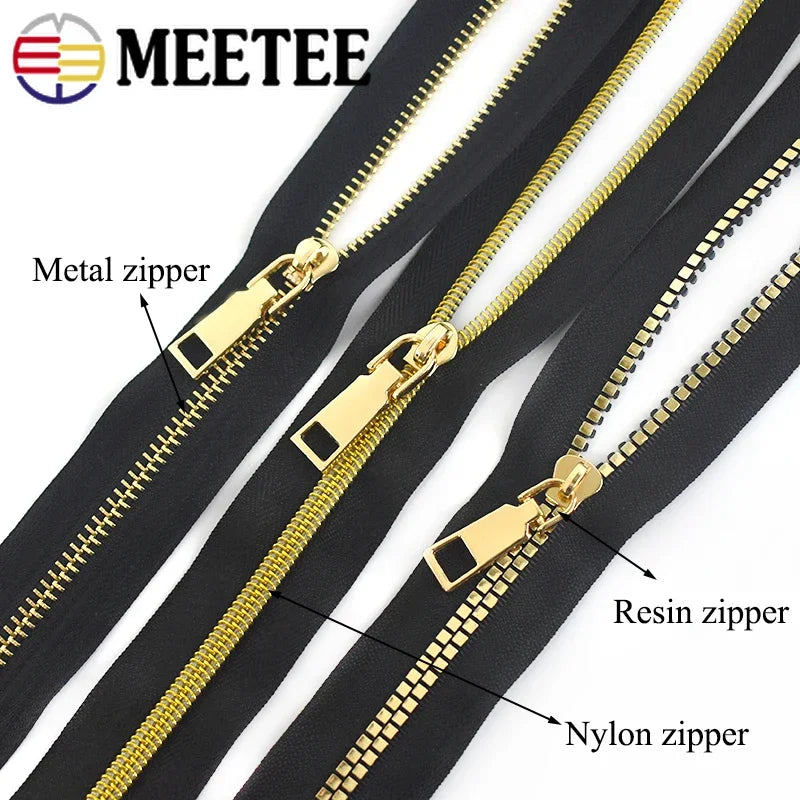 15/500pcs Meetee 5# Zipper Slider for Metal/Nylon/Resin Zippers DIY Bag Wallet Zip Head Puller Kit Garment Sewing Accessories