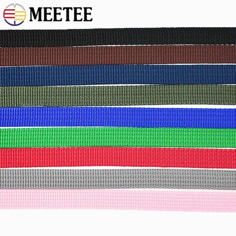 25/500Meters 3/8''inch(10mm) Polypropylene Webbing Weave Braided Belt Ribbon for Bags Dog Collar Belts Garment Sewing Accessory
