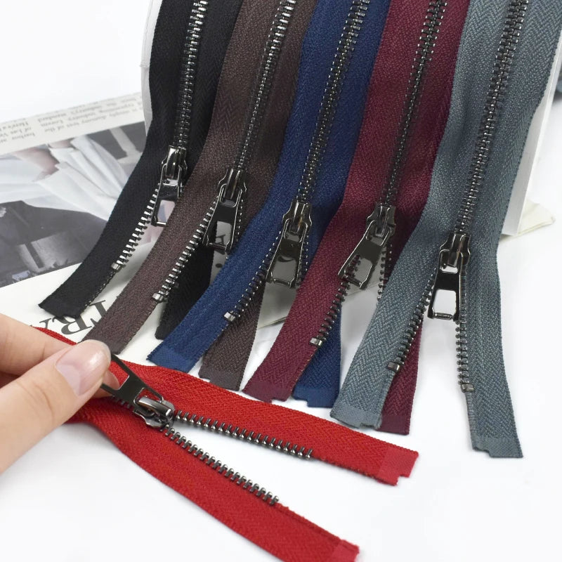 8/200Pcs 5# Metal Zippers 40-80cm Garment Sewing Zip Handbag Open-End Zippers Jacket Down GunBlack Teeth Zips DIY Tailor Supplies