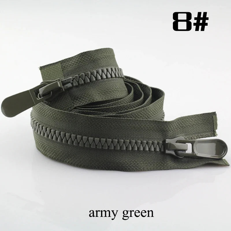 2/70Pcs Meetee 120cm 8# Resin Zippers Open End Double Slider Head Zip for Down Jacket Outdoor Backpack Tent Bag DIY Sewing Accessories
