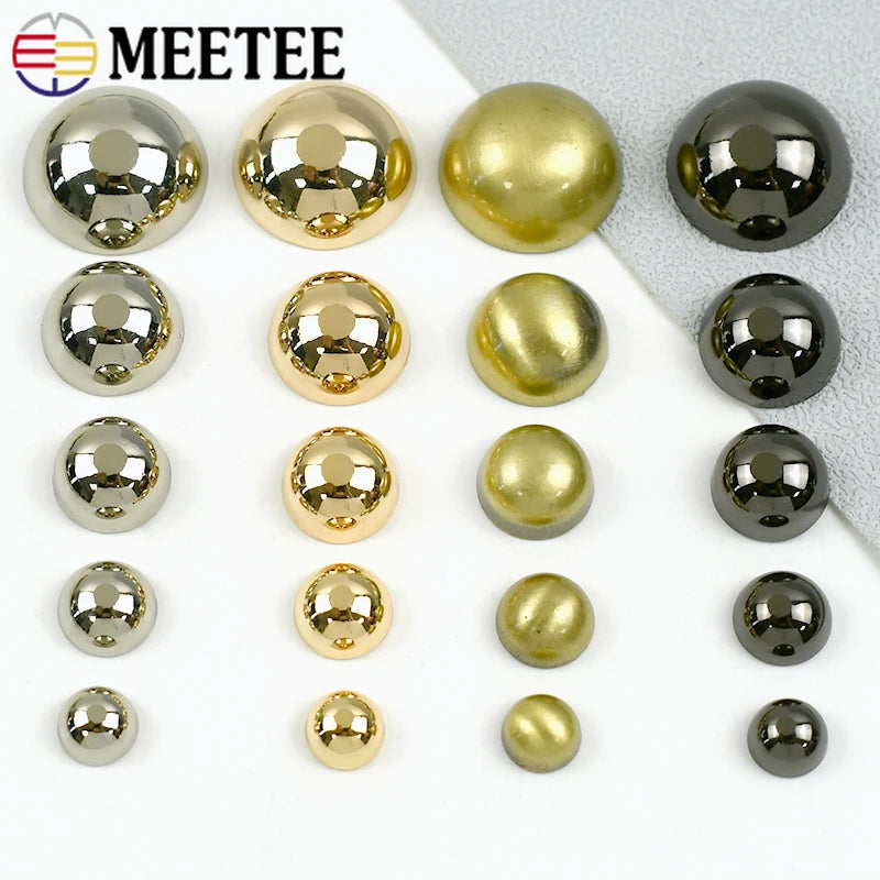 Meetee 30/1000Pcs 8/10/12/15/20mm Metal Buckles Decorative Rivets for Bag Belt Shoes Round Nailhead Clasp DIY Hardware Accessories