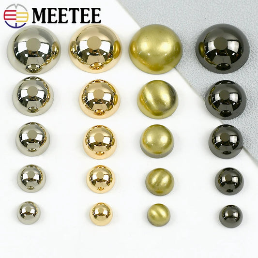 Meetee 30/1000Pcs 8/10/12/15/20mm Metal Buckles Decorative Rivets for Bag Belt Shoes Round Nailhead Clasp DIY Hardware Accessories