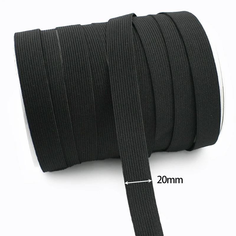 30/1000M Black White Sewing Elastic Band 3mm-50mm Garment Trousers Belt Rubber Bands Mask Strap Stretch Tape HairBand Bungee Cord