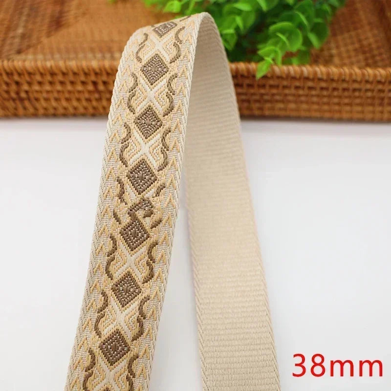 3/100Meters Meetee 38/50mm Jacquard Webbing Tape Bag Ribbon Strap Garment Sewing Decoration Ribbons Tapes Home Textile Accessory