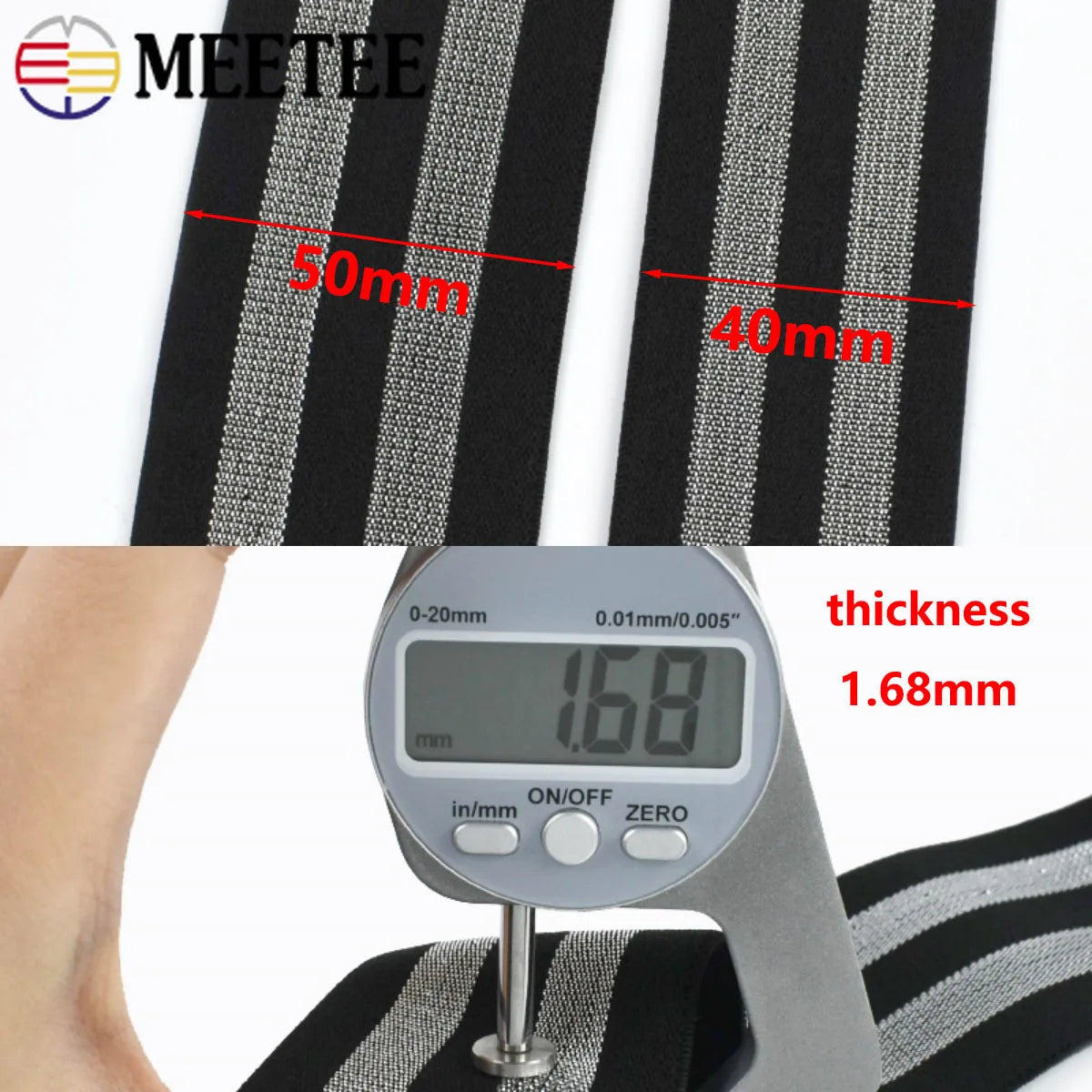 5/200Meters 40/50mm Striped Elastic Bands 1.6mm Thick Pants Waistband Rubber Band Bra Strap DIY Skirt Belt Sewing Accessories