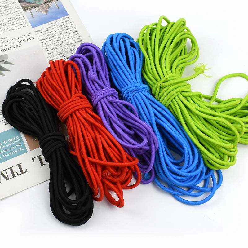 5mm Round Elastic Rope 10/300Meters Color Rubber Bands HairBand Elasticity Band Belt Drawstring Bungee Cord Sewing Supplies