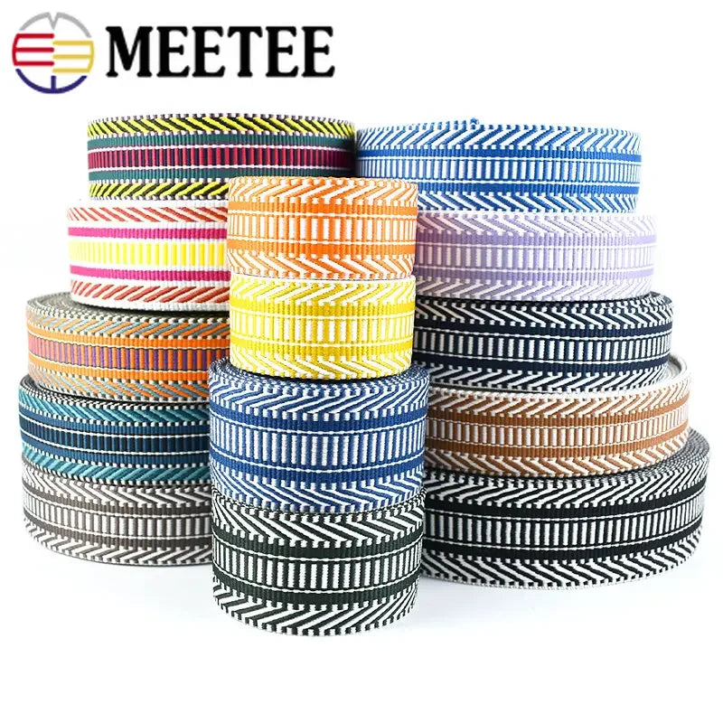 5/100Meters 38mm Polyester Cotton Jacquard Webbing Tapes 2mm Thick Bag Strap Belt Lace Ribbons DIY Garment Textile Sewing Decoration