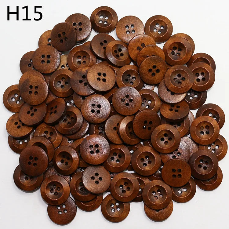30Pcs Meetee 11-25mm Natural 4 Holes Round Wooden Button Sewing Scrapbooking Crafts DIY Clothes Decor Buttons Accessories C1-28
