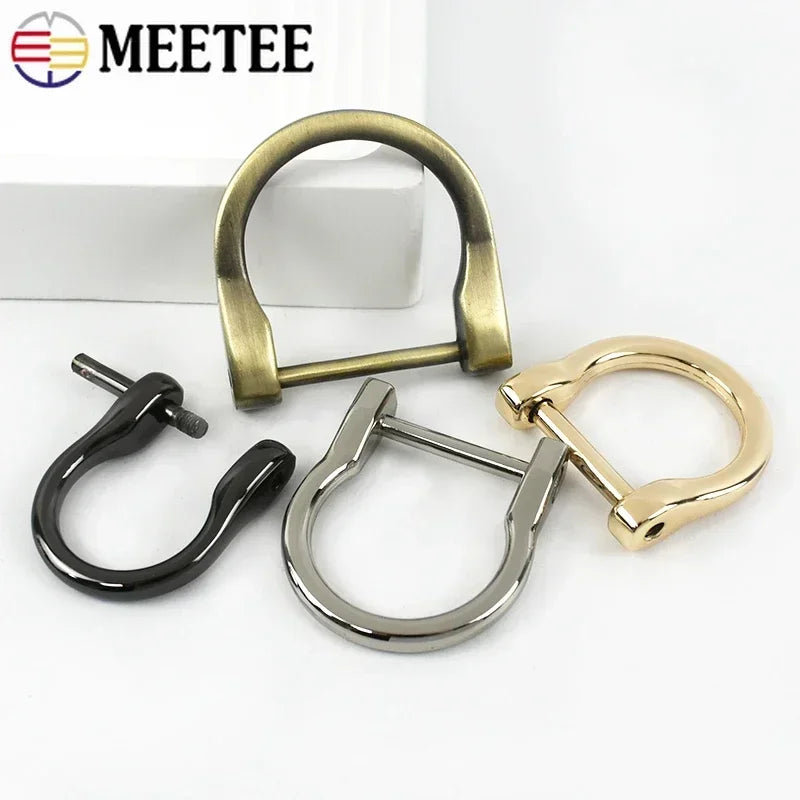 Meetee 10/300Pcs Metal Detachable D Ring Buckle Open Screw Adjuster Clasp for Bag Strap Buckles DIY Hardware Accessories