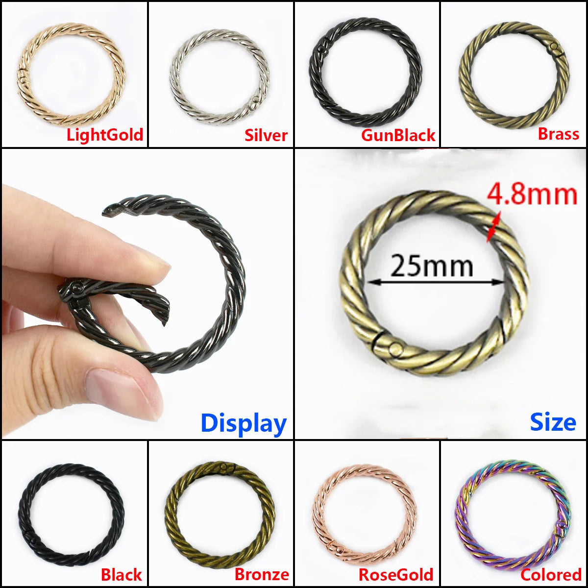 15/500Pcs 20/25/32mm Spring Gate O Ring Metal Buckles Openable Keyring Snap Hook Bag Strap Trigger Carabiner Clip Clasp Accessories