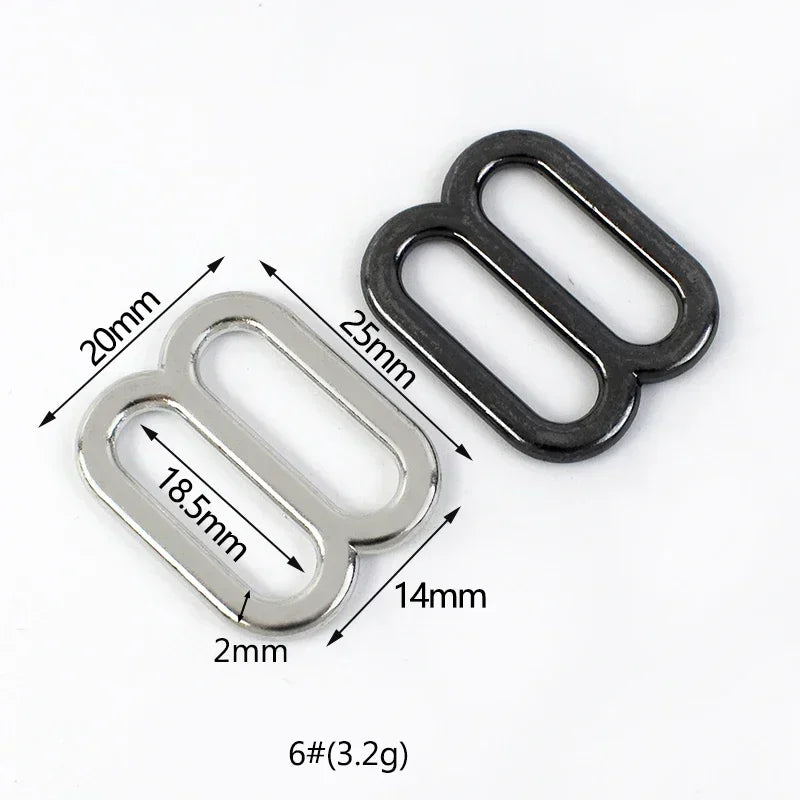 50Pcs 10-50mm Metal Buckles 8-shaped Tri-Glide Adjuster Slider Bikini Bra Rings Strap Belt Hook Clasp Webbing Bag Accessories