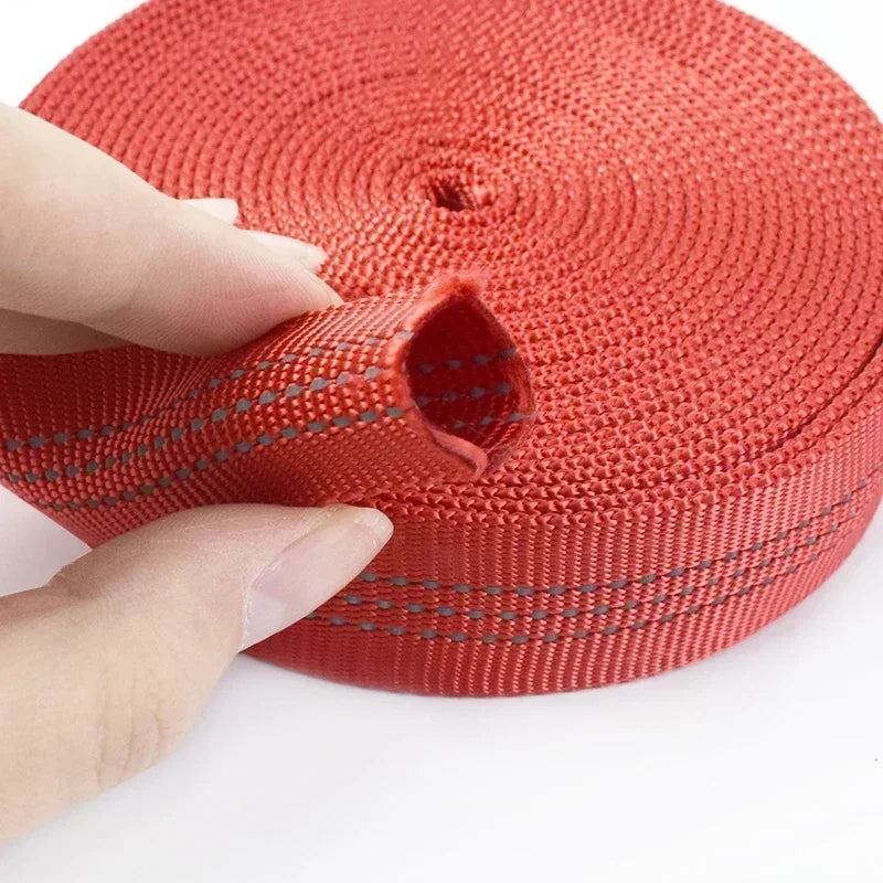 5/200Meters 25mm Nylon Tubular Webbing Tape for Sewing Bag Strap Double-layer Ribbon Backpack Belt Reflective Band DIY Accessories