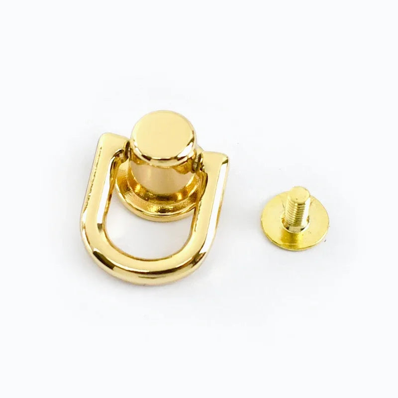 Meetee 10/300Pcs Metal D O Ring Stud Side Clip Bag Screw Nail Rivet Strap Connector Hang Hook Buckle DIY Purse Leather Accessories