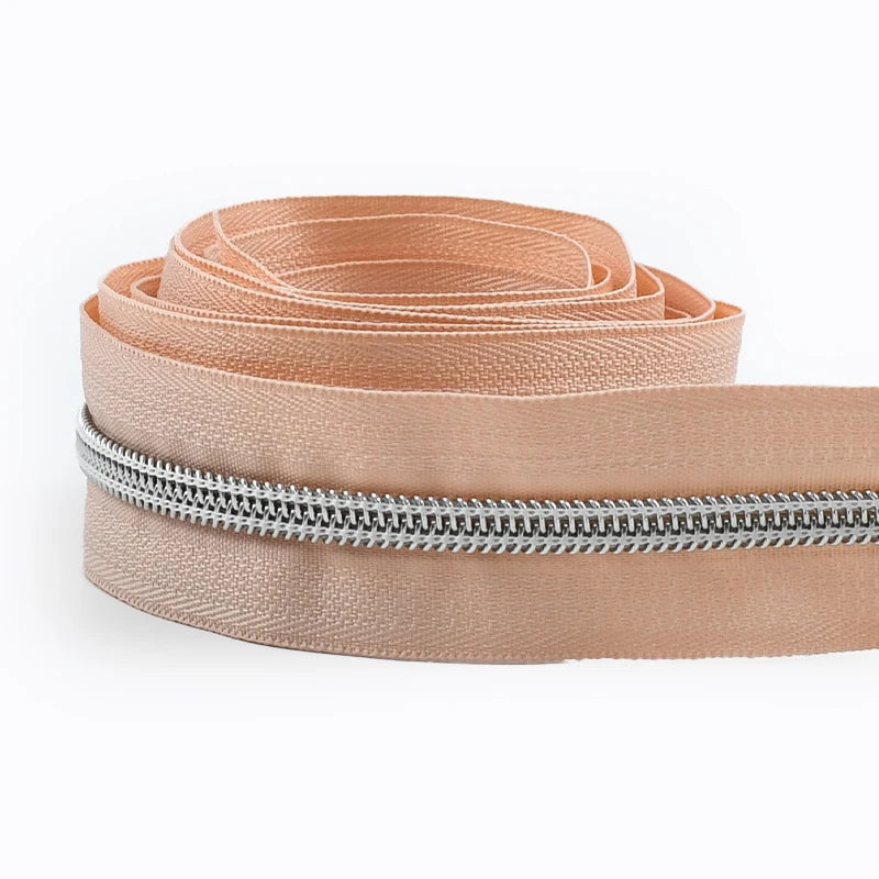 8/300M 5# Sewing Nylon Zipper Tape Silver Teeth Decor Zip Roll Jacket Bag Closure Zippers Repair Kits DIY Zips Replace Supplies