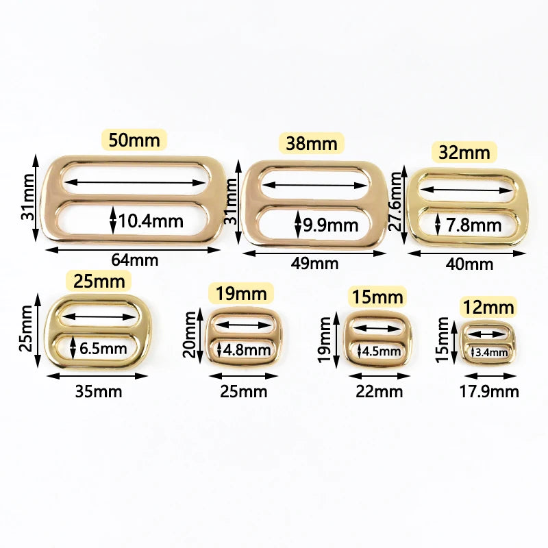 30/1000Pcs 12-50mm Webbing Adjuster Metal Buckles Handbag Strap Tri-Glide Hooks Middle Center Bar Adjust Slider Belt Buckle Hardware