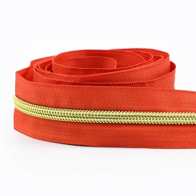 8/300M 5# Nylon Zippers Tapes Gold Silver Teeth Zipper for Sewing Bag Zips Purse Garment Zip Repair Kit DIY Accessories