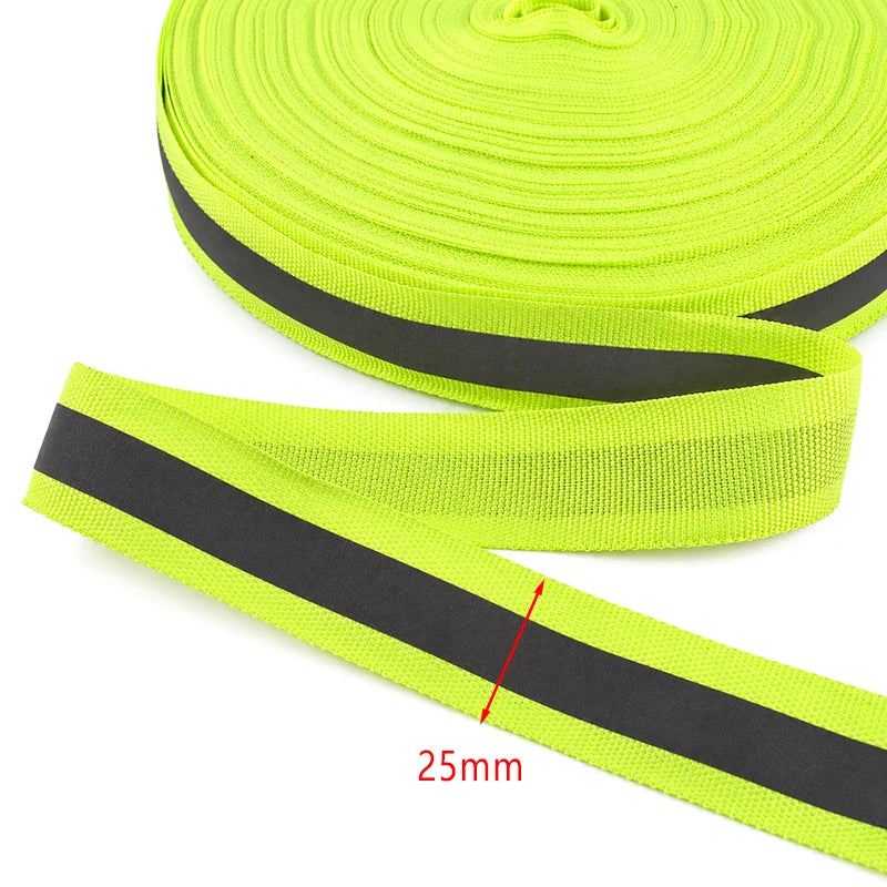 30/600Yards Silver Reflective Ribbons 10-40mm Green Black Safety Clothing Warn Webbing Tapes for Walking Cycling Backpacks At Night