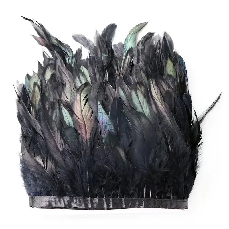 3/100M Meetee 5-6inch Natural Rooster Feather Tassel Lace Trim Fringe Ribbon for Party Dance Clothes Handmade Crafts Accessories