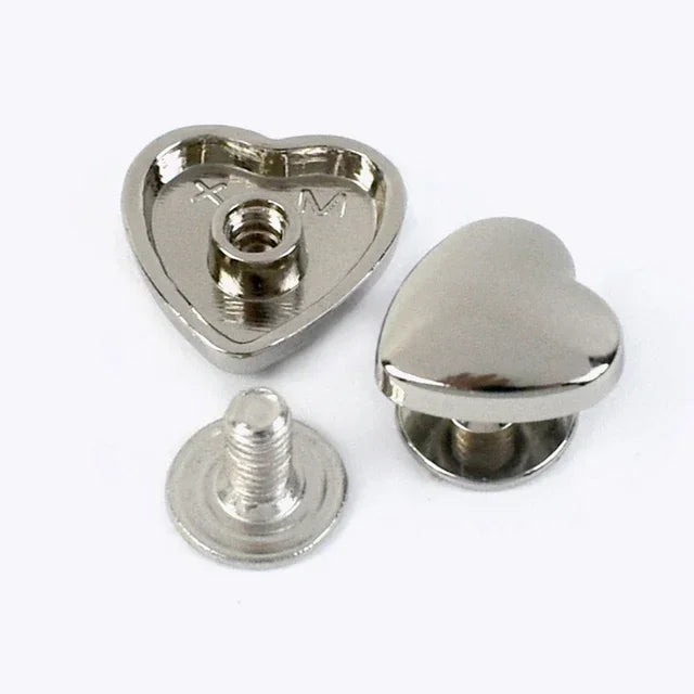 30/1100Pcs Meetee 8/13mm Heart Rivet Screw Bag Clothes Hardware Handbag Decorative Studs Button Nail Metal Buckles DIY Accessories