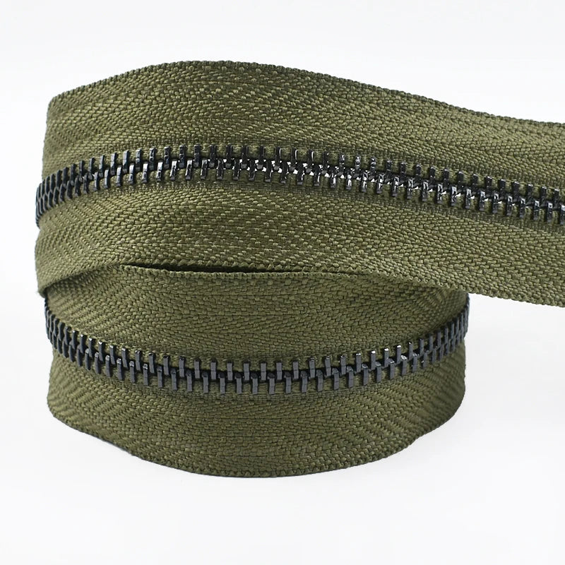 2/70Yards Meetee 5# Metal Zippers Tapes for Sewing Garment Bags Clothes Jacket Zipper Repair Kits Tailor Crafts Accessories